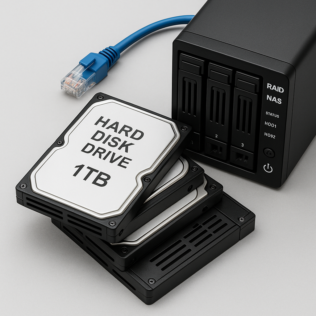 RAID recovery using stacked drives and NAS unit