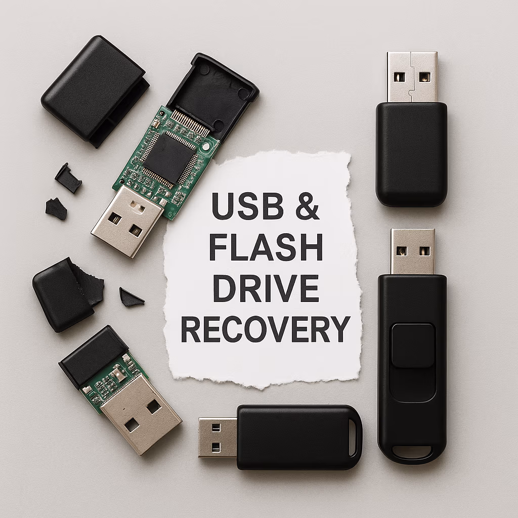 Several USB drives including broken and intact flash devices