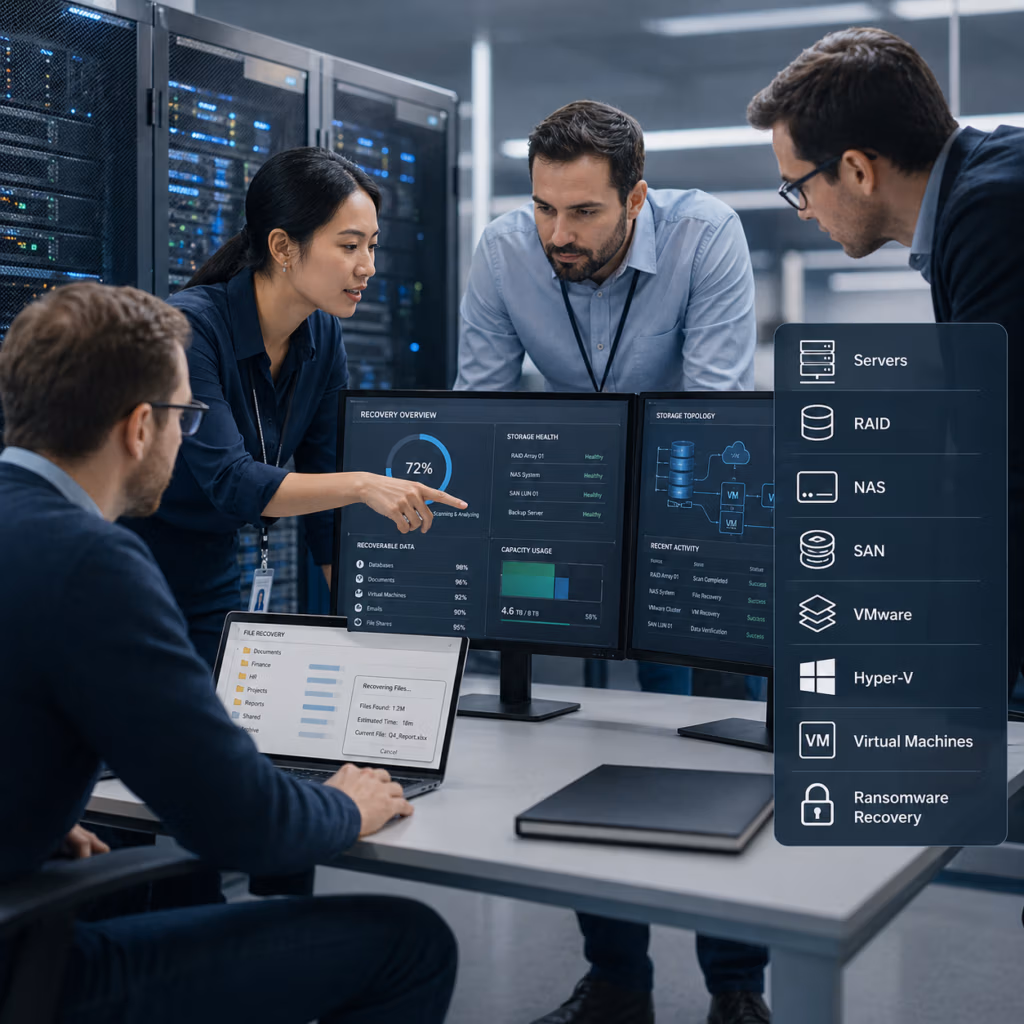Business data recovery for servers RAID NAS and virtual machines