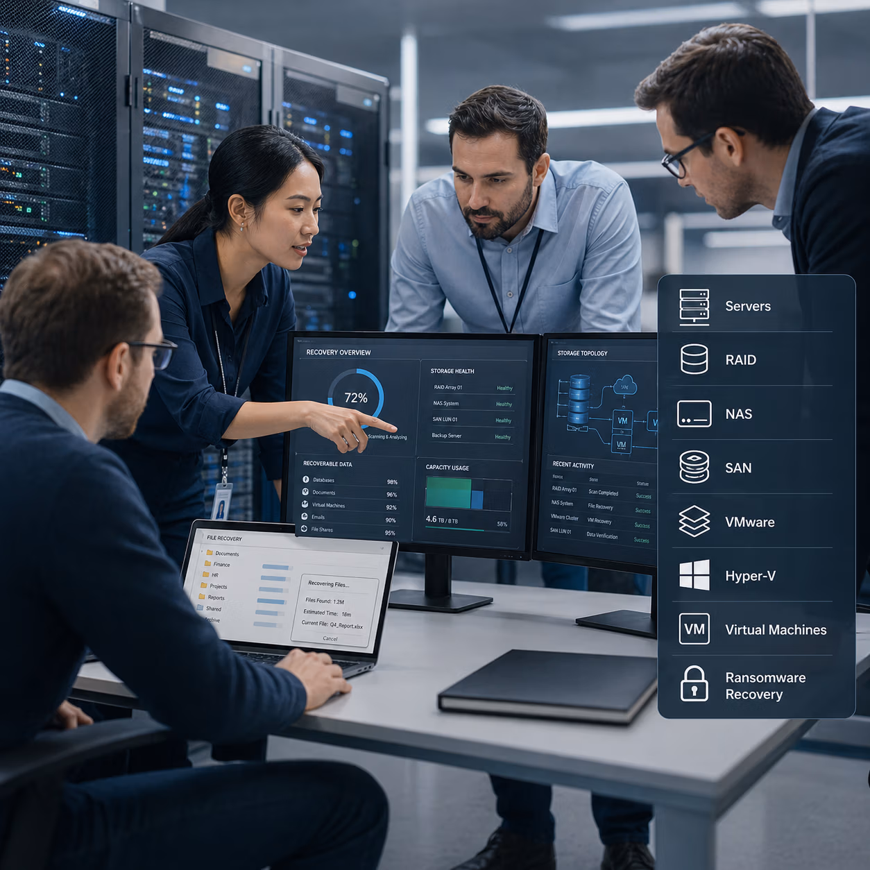 Business data recovery for servers RAID NAS and virtual machines